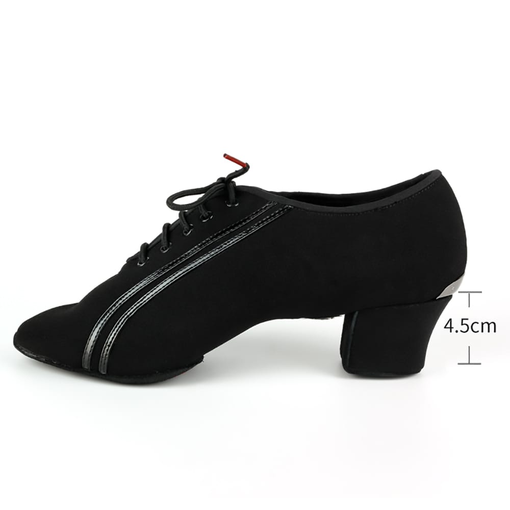 BD Men Latin Dance Shoes Adult Two Point Soles Teacher Shoes Soft Base Male 417 Oxford Heel 4.5 CM Canvas Breathable