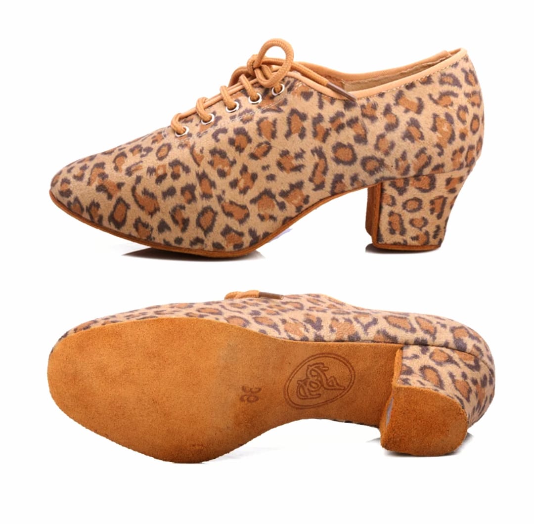 Teacher/Practice Women Dance Shoes Canvas Leopard print 4.5cm Heel