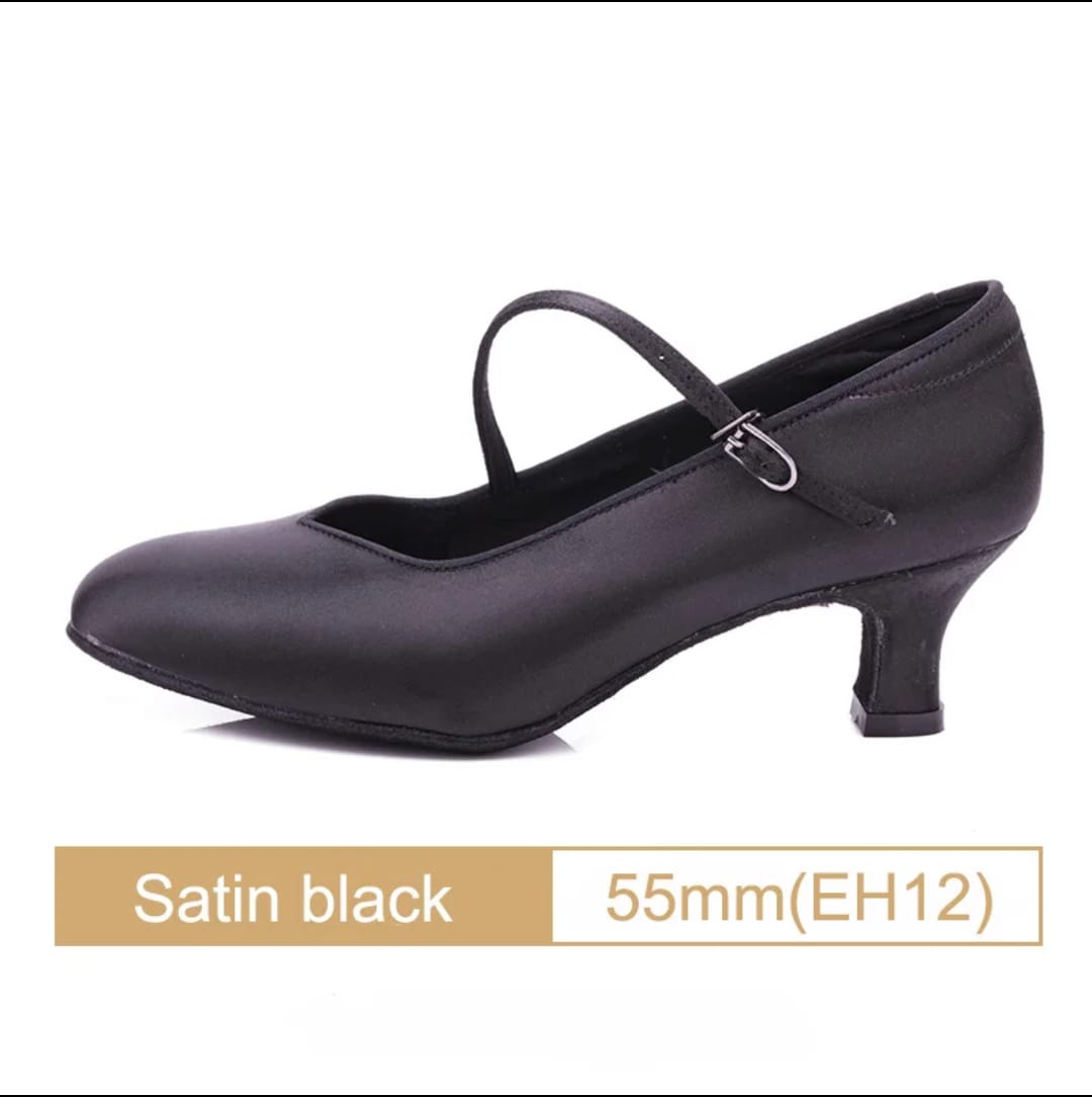 Women Dance Shoes Standard Black Satin