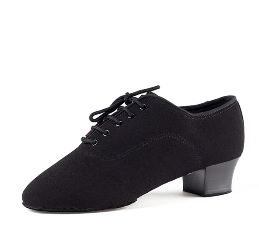 BD Men Latin Dance Shoes Adult Two Point Soles Teacher Shoes Soft Base Male 417 Oxford Heel 4.5 CM Canvas Breathable
