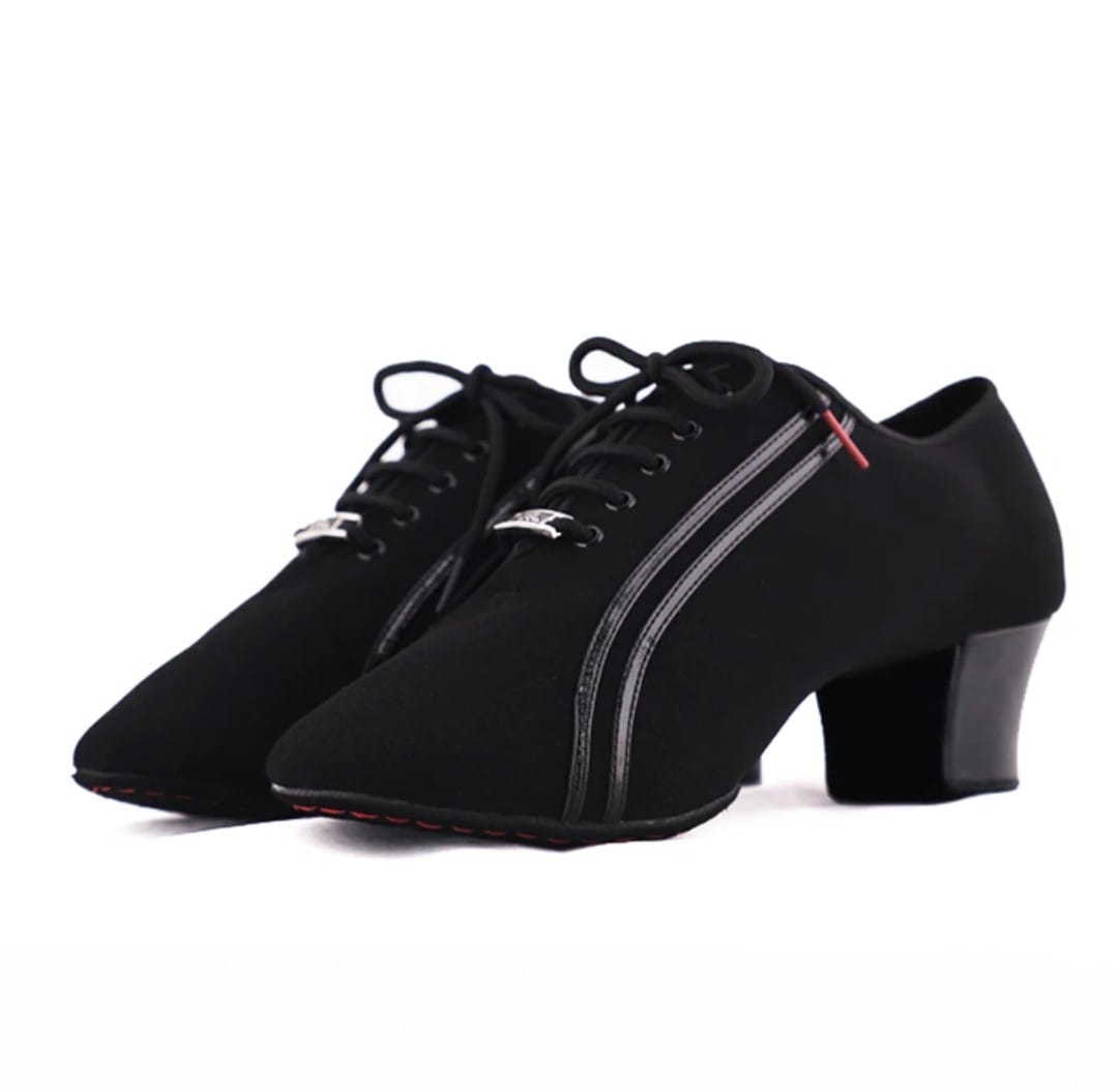 BD Men Latin Dance Shoes Adult Two Point Soles Teacher Shoes Soft Base Male 417 Oxford Heel 4.5 CM Canvas Breathable
