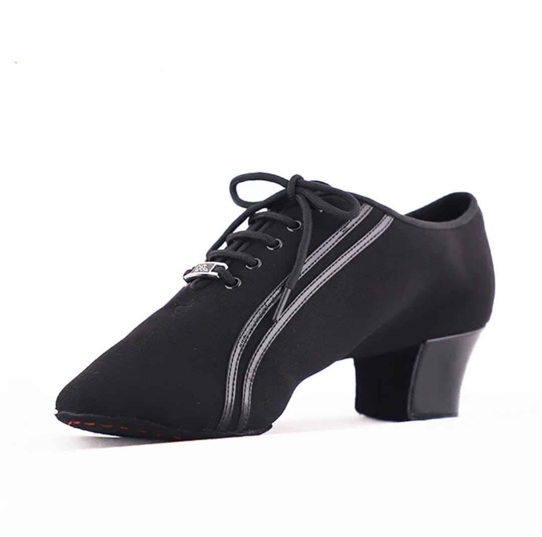BD Men Latin Dance Shoes Adult Two Point Soles Teacher Shoes Soft Base Male 417 Oxford Heel 4.5 CM Canvas Breathable